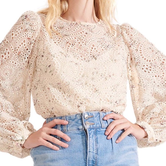 Azar Eyelet Floral Top - Picture 2 of 4